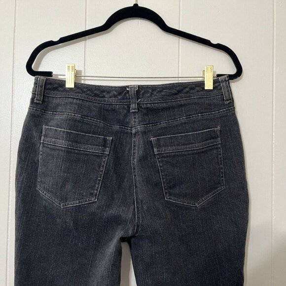 Chicos Platinum Charm Womens Black Jean Bootcut Mid Rise Dark Size 2 Short EUC - Picture 7 of 7